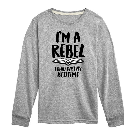 Instant Message - Rebel Read Past Bedtime - Toddler And Youth Long Sleeve Graphic T-Shirt