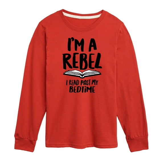 Instant Message - Rebel Read Past Bedtime - Toddler And Youth Long Sleeve Graphic T-Shirt