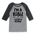 thumbnail image 1 of Instant Message - Rebel Read Past Bedtime - Toddler And Youth Raglan Graphic T-Shirt, 1 of 6