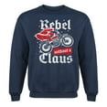 thumbnail image 1 of Instant Message - Rebel Without A Claus - Christmas Drinking Santa Adult Crew Fleece, 1 of 5
