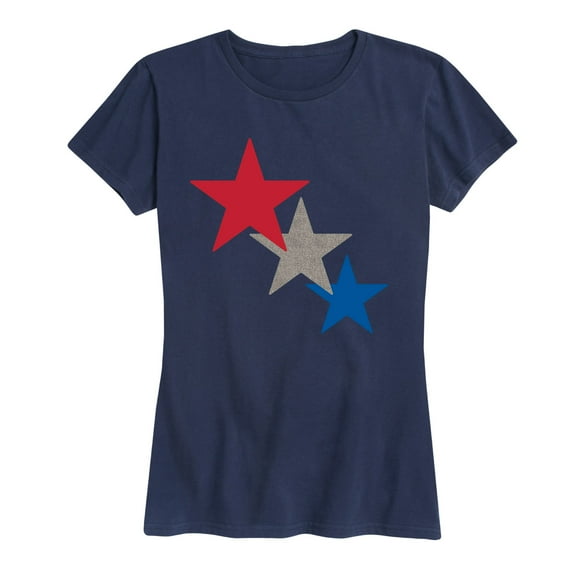 Instant Message - Red White And Blue Stars - Women's Short Sleeve Graphic T-Shirt