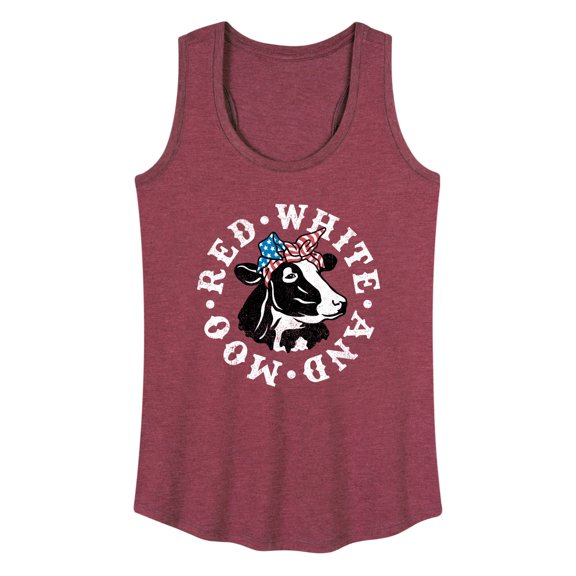 Instant Message - Red White And Moo Cow  - Women's Racerback Tank Top