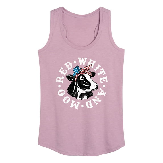 Instant Message - Red White And Moo Cow Graphic Racerback Tank