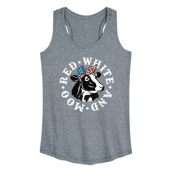 Instant Message - Red White And Moo Cow - Women's Racerback Tank Top