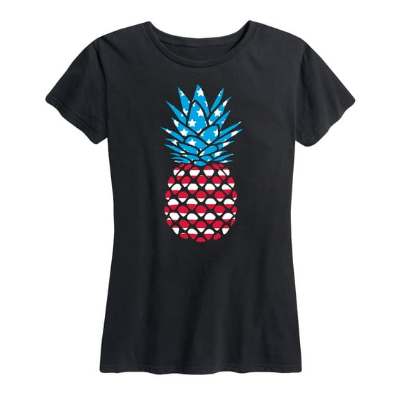 Instant Message - Red White Blue Pineapple - Women's Short Sleeve Graphic T-Shirt