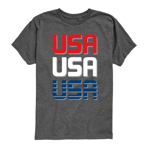 Instant Message - Red White & Blue USA - Youth Boys Short Sleeve Graphic T-Shirt