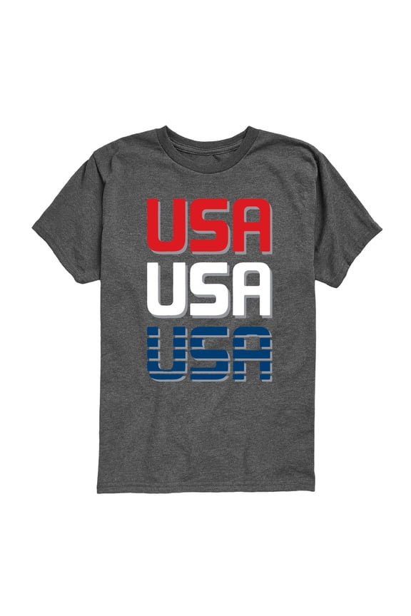 - Red White & Blue USA - Youth Boys Short Sleeve Graphic T-Shirt