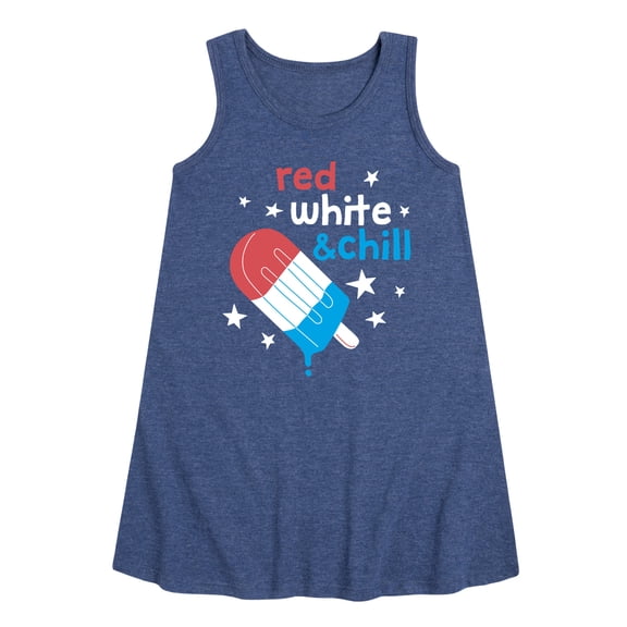 Instant Message - Red, White, & Chill Classic Ice Cream Truck Popsicle - Toddler & Youth Girls A-line Dress