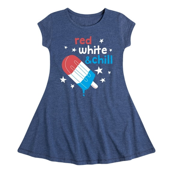 Instant Message - Red, White, & Chill Classic Ice Cream Truck Popsicle - Toddler & Youth Girls Fit & Flare Dress