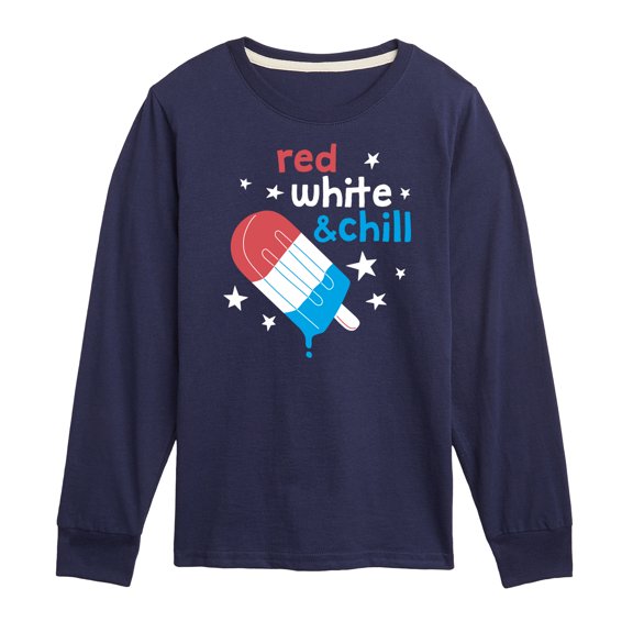 Instant Message - Red, White, & Chill Classic Ice Cream Truck Popsicle - Toddler & Youth Long Sleeve Graphic T-Shirt