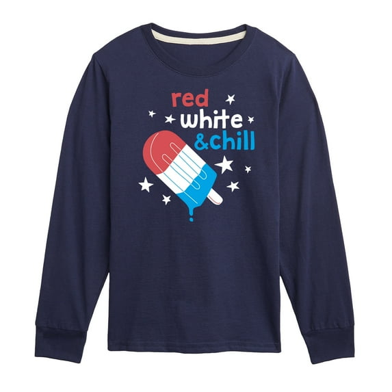 Instant Message - Red, White, & Chill Classic Ice Cream Truck Popsicle - Toddler & Youth Long Sleeve Graphic T-Shirt
