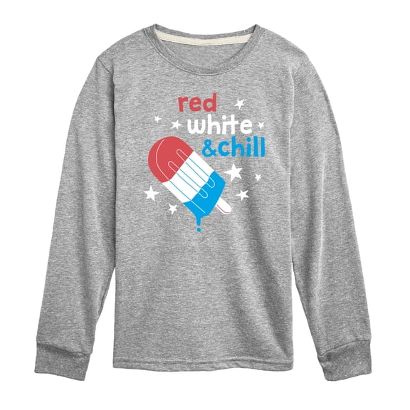 Instant Message - Red, White, & Chill Classic Ice Cream Truck Popsicle - Toddler & Youth Long Sleeve Graphic T-Shirt