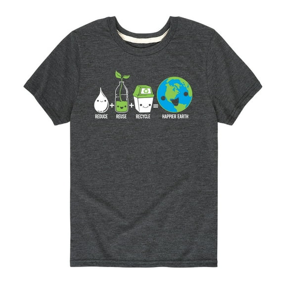 Instant Message - Reduce Reuse Recycle Happier Earth - Youth Short Sleeve T-Shirt