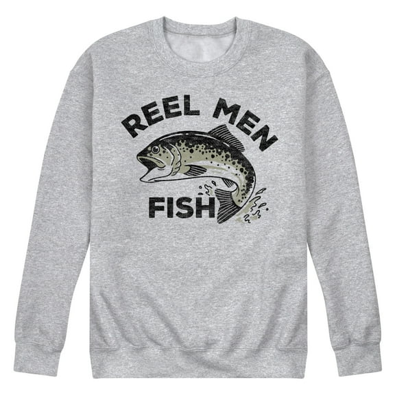 Instant Message - Reel Men Fish - Men's Crew Neck Fleece Pullover