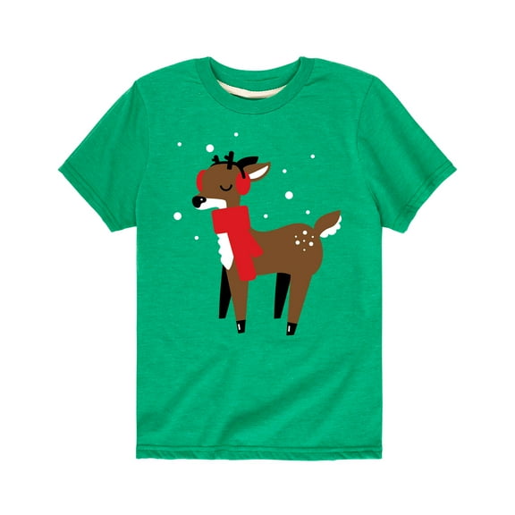 Instant Message - Reindeer Boy - Christmas Reindeer Snowman Youth Short Sleeve Tee