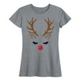 thumbnail image 1 of Instant Message - Reindeer Face - Women's Short Sleeve Graphic T-shirt, 1 of 5