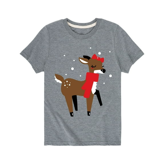 Instant Message - Reindeer Girl - Christmas Reindeer Snowman Youth Short Sleeve Tee