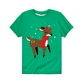 thumbnail image 1 of Instant Message - Reindeer Girl - Christmas Reindeer Snowman Youth Short Sleeve Tee, 1 of 5