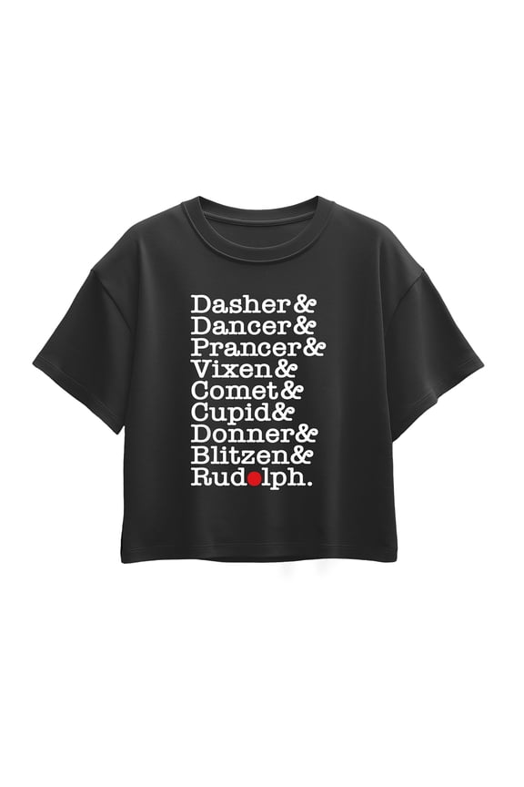 - Reindeer List - Youth Girl Short Sleeve Boxy Tee
