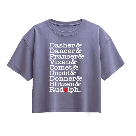 Instant Message - Reindeer List - Youth Girl Short Sleeve Boxy Tee