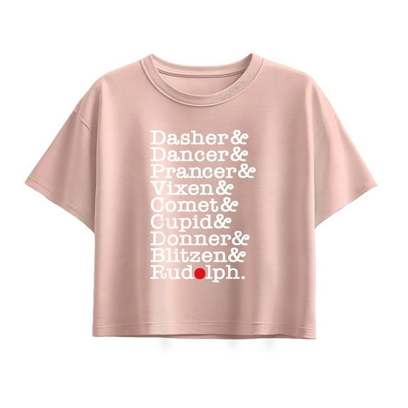 Instant Message - Reindeer List - Youth Girl Short Sleeve Boxy Tee