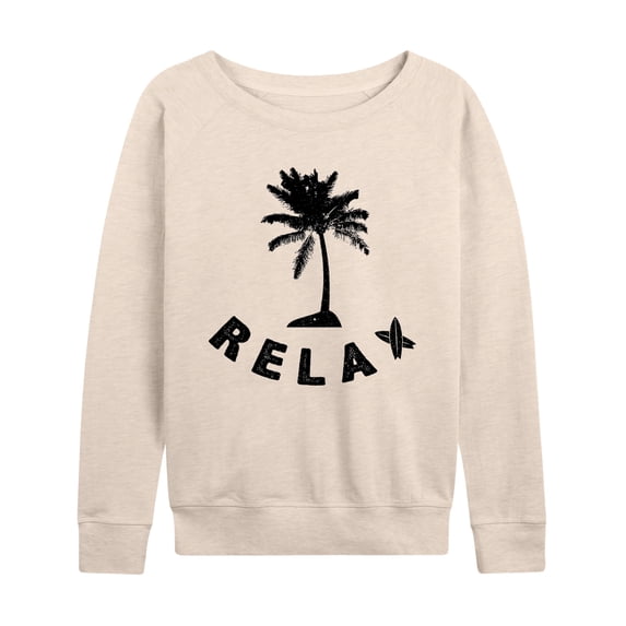 Instant Message - Relax Palm Tree - Women's French Terry Long Sleeve Pullover