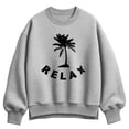 thumbnail image 1 of Instant Message - Relax Palm Tree - Women's Oversized Fleece Crew Sweatshirt, 1 of 3