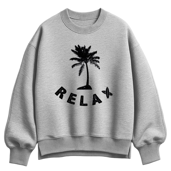 Instant Message - Relax Palm Tree - Women's Oversized Fleece Crew Sweatshirt