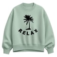 thumbnail image 1 of Instant Message - Relax Palm Tree - Women's Oversized Fleece Crew Sweatshirt, 1 of 4