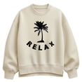 thumbnail image 1 of Instant Message - Relax Palm Tree - Women's Oversized Fleece Crew Sweatshirt, 1 of 4