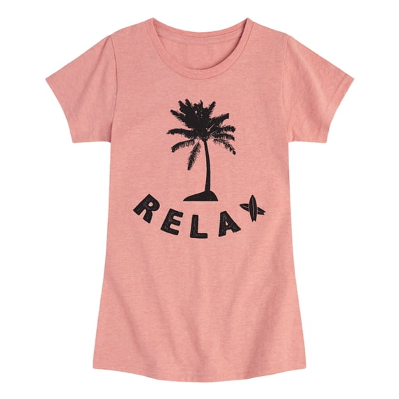 Instant Message - Relax Palm Tree Fitted Short Sleeve Graphic T-Shirt