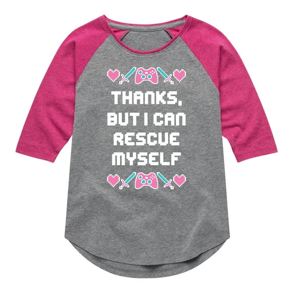 Instant Message - Rescue Myself - Toddler & Youth Girls Raglan Graphic T-Shirt