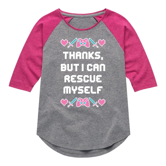 Instant Message - Rescue Myself - Toddler & Youth Girls Raglan Graphic T-Shirt