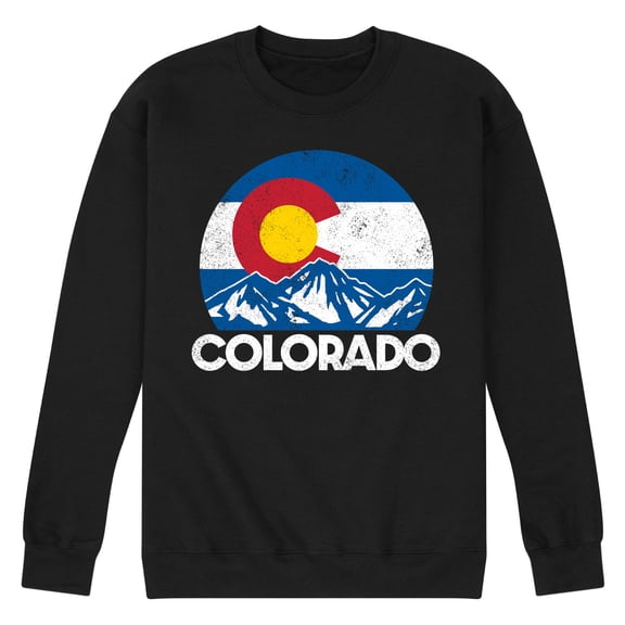 Instant Message - Retro Colorado Flag Mountains - Men's Crew Neck Fleece Pullover