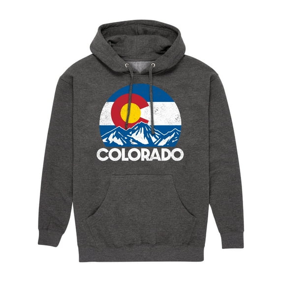 Instant Message - Retro Colorado Flag Mountains - Men's Pullover Hooded Fleece Sweatshirt