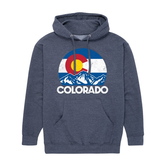 Instant Message - Retro Colorado Flag Mountains - Men's Pullover Hooded Fleece Sweatshirt