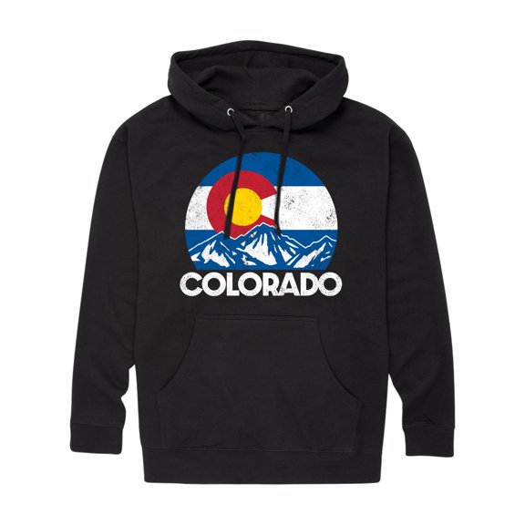 Instant Message - Retro Colorado Flag Mountains - Men's Pullover Hooded Fleece Sweatshirt