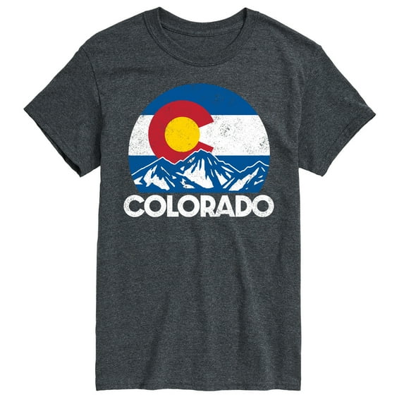 Instant Message - Retro Colorado Flag Mountains - Men's Short Sleeve Graphic T-Shirt