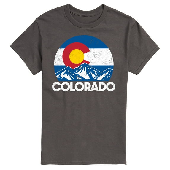 Instant Message - Retro Colorado Flag Mountains - Men's Short Sleeve Graphic T-Shirt