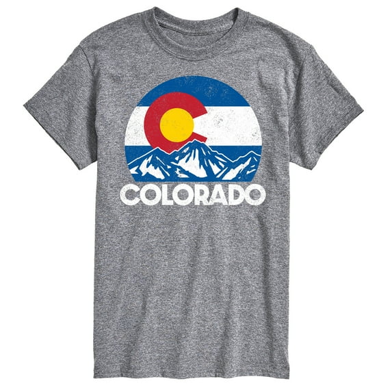 Instant Message - Retro Colorado Flag Mountains - Men's Short Sleeve Graphic T-Shirt