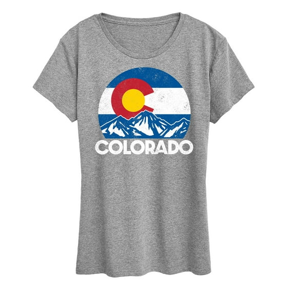 Instant Message - Retro Colorado Flag Mountains - Vacation Destination - Women's Short Sleeve Graphic T-Shirt