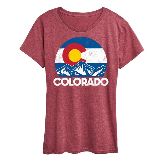 Instant Message - Retro Colorado Flag Mountains - Vacation Destination - Women's Short Sleeve Graphic T-Shirt