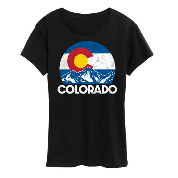 Instant Message - Retro Colorado Flag Mountains - Vacation Destination - Women's Short Sleeve Graphic T-Shirt