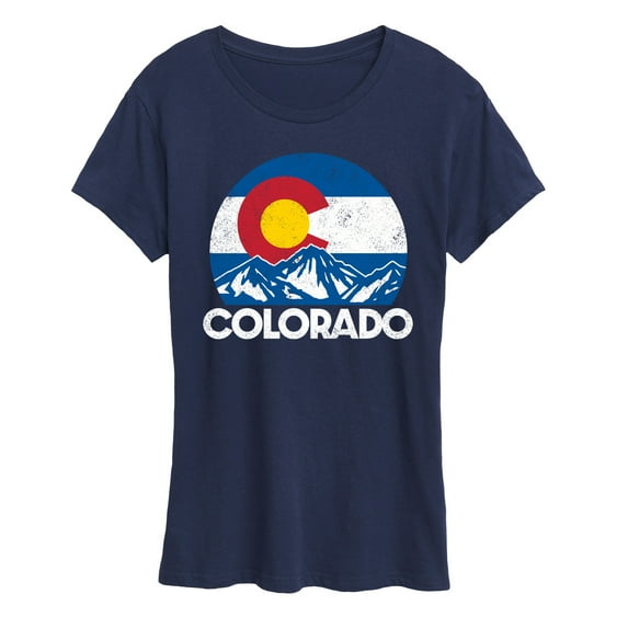 Instant Message - Retro Colorado Flag Mountains - Vacation Destination - Women's Short Sleeve Graphic T-Shirt