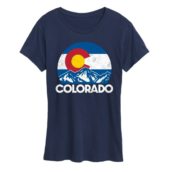 Instant Message - Retro Colorado Flag Mountains - Vacation Destination - Women's Short Sleeve Graphic T-Shirt