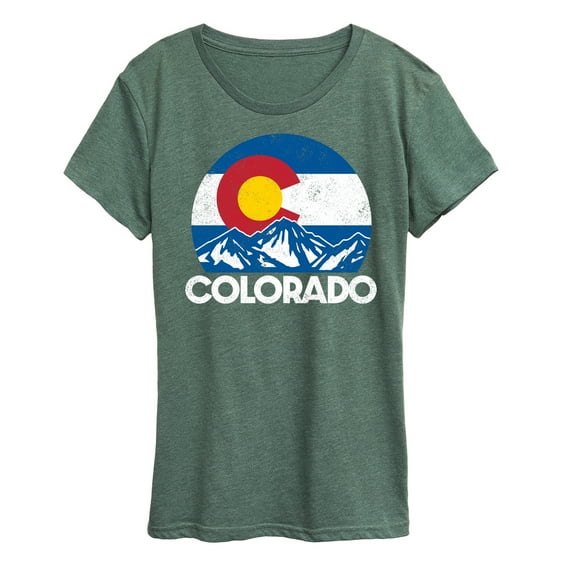 Instant Message - Retro Colorado Flag Mountains - Vacation Destination - Women's Short Sleeve Graphic T-Shirt