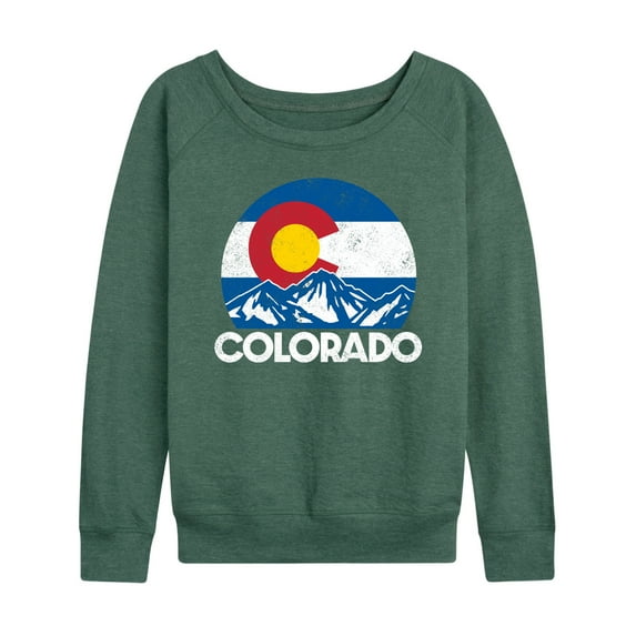 Instant Message - Retro Colorado Flag Mountains - Women's Lightweight French Terry Long Sleeve Shirt