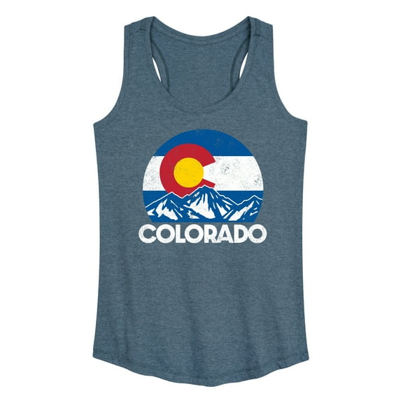 Instant Message - Retro Colorado Flag Mountains - Women's Racerback Tank Top