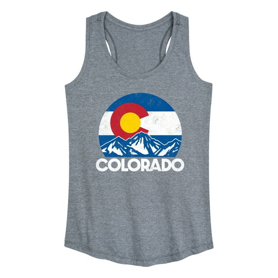 Instant Message - Retro Colorado Flag Mountains - Women's Racerback Tank Top