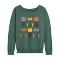 thumbnail image 1 of Instant Message - Retro Flower Cat  - Women's Lightweight French Terry Long Sleeve Shirt, 1 of 6